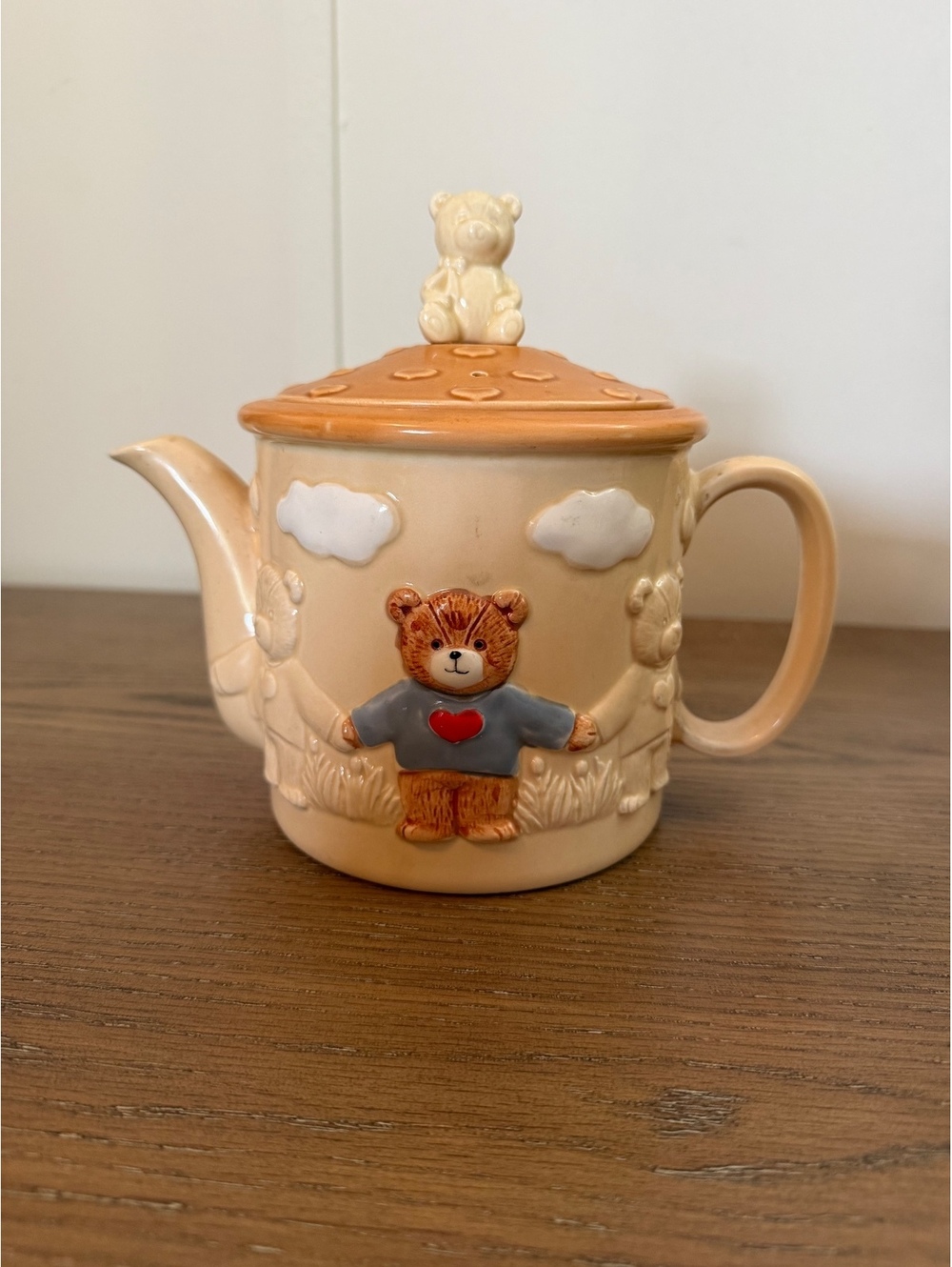 1984 Enesco Lucy and Me Teddy Bear Ceramic Teapot w/Lid Japan Vintage